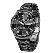 cheap Quartz Watches-New Olevs Brand Men&#039;S Luminous Commercial Business Steel Belt Watch Calendar Week Display Fashion Trend Waterproof Simple Leisure Quartz Watch Diamond-Shaped Mirror Sports Watch