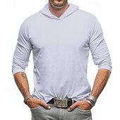 abordables sudaderas basicas hombre-Hombre Sudadera Negro Blanco Verde Ejército Azul Real Caqui Con Capucha Plano Deporte Diario Festivos Algodón Ropa de calle Básico Casual Primavera &amp; Otoño Ropa Sudaderas con capucha Sudaderas