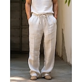 baratos Clássico-Homens Calças Calças de praia Com Cordão Perna reta Tecido Conforto Respirável Casual Diário Feriado Moda Estilo Clássico Verde Cáqui