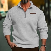 cheap Basic Sweatshirts-Men&#039;s Sweatshirt Polar Fleece Quarter Zip Sweatshirt Apricot Black White Wine Red Half Zip Plain Sports &amp; Outdoor Daily Holiday Streetwear Basic Casual Fall &amp; Winter Clothing Apparel Hoodies