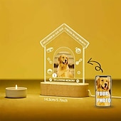 economico Luci notturne e decorative-cornice per foto luminosa personalizzata, luce notturna commemorativa per animali domestici, regalo di ricordo, lampada in acrilico alimentata tramite USB, unica per gli amanti degli animali, ideale per la casa, il soggiorno e l&#039;ufficio