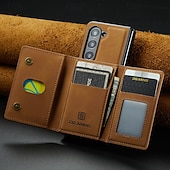 baratos Capa Samsung-telefone Capinha Para Samsung Galaxy Dobra Z 7 Dobra Z 6 Z Fold 5 Z Fold 4 Z Fold 3 Capa traseira Com Suporte Destacável Magnética Retro TPU PC Couro PU