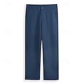 cheap Retro-Men&#039;s Dress Pants Linen Pants Trousers Summer Pants Pocket Straight Leg Plain Comfort Breathable Full Length Outdoor Business Wedding Party Retro Vintage Smart Casual Black Navy Blue