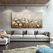 cheap Landscape Paintings-Handmade Oil PaintingCanvasWall Art DecorationAbstract Knife PaintingFlowers WhiteFor Home Decor Rolled Frameless Unstressed Painting