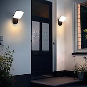 abordables luces de pared al aire libre-Aplique de pared LED para exteriores, blanco cálido, 1 luz, sensor de movimiento, aspecto moderno, aplique de pared para porche, puerta de patio, garaje, 110-240 V