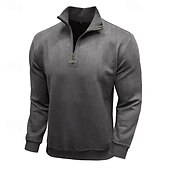 cheap Basic Sweatshirts-Men's Sweatshirt Quarter Zip Sweatshirt Black Army Green Royal Blue Brown Khaki Half Zip Plain Half Zip Sports &amp; Outdoor Daily Holiday Polyester Streetwear Basic Casual Fall &amp; Winter Clothing Apparel