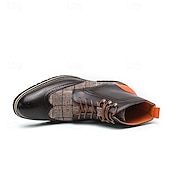 levne Dámské boty-pánské boty z umělé kůže a kostkované brogue, šněrovací kotníkové boty ve vintage stylu s detaily na konci křídel pro formální i běžné nošení