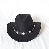 tanie Kapelusze na przyjęcia-jednolity kolor unisex kowbojski kapelusz punkowy western z dzianinowym filcem