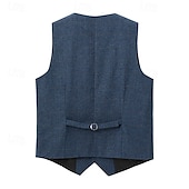 cheap Men&#039;s Vest-Men&#039;s Vest Waistcoat Daily Wear Going out Vintage Fashion Spring &amp;  Fall Buttons Polyester Comfortable Plain Single Breasted V Neck Regular Fit Deep Green Navy Dark Gray Light Grey Vest