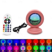 cheap Sunset Projector Lamp-Mini Sunset LED Projector Light with Remote Control 16 Colors Sunset LED Light Arc Lamp USB Atmosphere Lighting Project for Decoration
