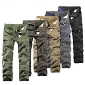 tanie Bojówki-Męskie Spodnie cargo Spodnie taktyczne Spodnie Guziki Multi Pocket Równina Zdatny do noszenia Na zewnątrz Codzienny Kemping i wycieczki Moda Klasyczny Zielony trawiasty Czarny
