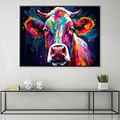 abordables Peintures animaux-peinture à l&#039;huile de vache colorée peinte à la main peinture à l&#039;huile d&#039;animaux faite à la main sur toile art mural peint à la main décoration intérieure peinture d&#039;animaux de la ferme œuvre d&#039;art