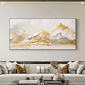 baratos Pinturas de Paisagens-Pintura a óleo sobre tela pintada à mão montanha dourada pinturas de paisagens sala de estar grande arte de parede pintura personalizada decoração de casa sem moldura