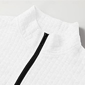 お買い得  メンズクラシックポロ-男性用 ワッフルポロシャツ Pullover スポーツ デイリーウェア クォータージップ 長袖 ファッション 快適 カラーブロック ポケット ジッパーを閉める 春 &amp; 秋 レギュラー ブラック ホワイト ブルー オレンジ ワッフルポロシャツ