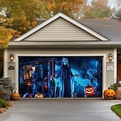 halpa Halloween koristelu-halloween oven koristeet ulkona halloween autotallin oven kansi kurpitsa noita banneri pelottava linna suuri taustakoristeet lomalle ulkoautotallin ovi kodin seinäkoristeet