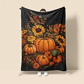 economico Coperte e plaid-coperta con decorazione di Halloween a forma di zucca di Jack O&#039; Lantern - pile morbido e accogliente con motivo a zucca festivo - perfetto per decorazioni di Halloween e per tenersi al caldo