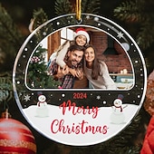 billiga Jul-Personlig julprydnad i 2D akryl anpassade julgransprydnader juldekoration hängande pendelgåvor
