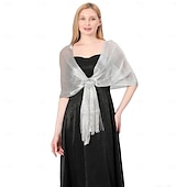 cheap Wedding Guest Wraps-Gold And Silver Silk Shawl With Buckle, Bride And Bridesmaid Group, Dance Party, Wedding Dress, Evening Gown, Shawl For Women