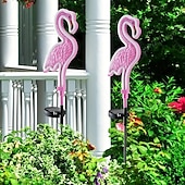tanie Oświetlenie krajobrazowe-Solarne flamingi trawnik światła zewnętrzne wodoodporne ścieżka ogrodowa trawa z oświetlenie krajobrazu patio światło halloween boże narodzenie atmosfera dekoracja podwórka 1/2 szt