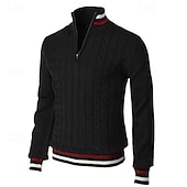 economico maglione pullover da uomo-Per uomo Pullover Maglione Maglione lavorato a maglia A coste Maglia Standard Lavorato a maglia Color Block Chiusura lampo quarto Di tendenza Essenziale Da tutti i giorni Appuntamento Abbigliamento