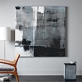 abordables Peintures Abstraites-Peinture à l&#039;huile noire 3D faite à la main sur toile, grand couteau à palette texturé abstrait peint à la main, peinture à l&#039;huile boho, art mural personnalisé, œuvre minimaliste contemporaine pour