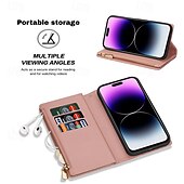 cheap iPhone Cases-Phone Case For iPhone 16 Pro Max Plus iPhone 15 Pro Max Plus iPhone 14 13 12 11 Pro Max Plus Mini SE Wallet Case with Stand Holder Magnetic Zipper Retro TPU PU Leather