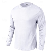 preiswerte T-Shirt mit Waffelstrick-Herren Waffelhemd T Shirt T-Shirt Langarmshirt Langarm Rundhalsausschnitt Frühling &amp; Herbst Einfach Mode Designer Basic Urlaub Straße Ausgehen Schwarz Weiß Blau Top T-Shirt für Herren