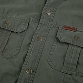 voordelige Werkhemden voor heren-Voor heren Overhemd Werkkleding shirts Werkhemden Overhemd met knopen Cargoshirt Zwart khaki Leger Groen Donkerblauw Beige Lange mouw Effen Revers Vakantie Feestdagen Voorvak Kleding Modieus Casual
