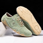 cheap Men&#039;s Sneakers-Men&#039;s Green Casual Faux Leather Sneakers with Unique Stitching and Lace-Up Design, Comfortable and Stylish for Everyday Wear