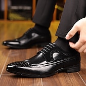 economico Formale-scarpe brogue oxford da uomo in similpelle marrone con punta a coda di rondine - classiche scarpe eleganti con lacci per abbigliamento formale e da lavoro