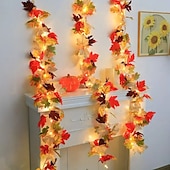 ieftine Acumulatoare-1 buc decorațiuni de Ziua Recunoștinței șir lumini 1,7 m 20 led simulare de toamnă lumini din trestie de artar alimentate cu baterie Ziua Recunoștinței petrecere acasă balcon decor grădină