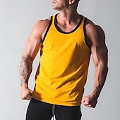 abordables Camisetas y Tops de Correr-Hombre Camiseta sin mangas de entrenamiento Camiseta sin mangas Running Camiseta sin mangas de gimnasio Empalme Sin Mangas Chalecos Casual Ropa Deportiva Bloque de color Algodón Secado rápido Suave