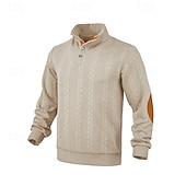 economico Felpe di base-Per uomo Felpa Nero Giallo Cachi Grigio scuro Colletto Mao Color Block Jacquard Collage Sportivo Giornaliero Per eventi Strutturato Streetwear Essenziale Informale Autunno inverno Abbigliamento Felpe