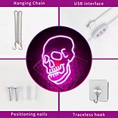 billiga Hallowen Rekvisita Belysning-halloween neonskylt rosa led skylt skelett skalle neonljus spöke led neonskylt usb-driven switch lysa upp neonskyltar för väggdekoration sovrum halloween födelsedagsfest leverans