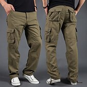 economico Pantaloni cargo-Per uomo Pantaloni cargo Pantaloni tattici Pantaloni Pantaloni da escursione Bottoni Multi tasca Liscio Indossabile Esterno Giornaliero Campeggio e hiking Di tendenza Classico Grigio verde Verde