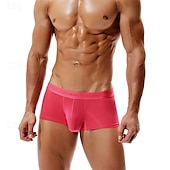 preiswerte Boxershorts für Herren-Herren 1 pc Unterwäsche Boxer Boxer-Shorts Polyester Atmungsaktiv Weich Komfortabel Glatt Mittlere Hüfthöhe Schwarz Hellgrün