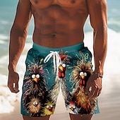 cheap Animals &amp; Birds-Men&#039;s Animal Chick Swimming Trunks Board Shorts Shorts Mid Waist Fashion Streetwear Designer Casual Daily Holiday Pocket Drawstring Elastic Waist Designer Clothing Apparel