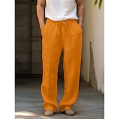 baratos Clássico-Homens Calças Calças de praia Com Cordão Perna reta Tecido Conforto Respirável Casual Diário Feriado Moda Estilo Clássico Verde Cáqui