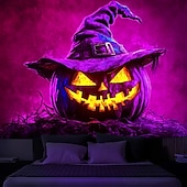 economico arazzi da parete di halloween-decorazioni di halloween arazzo con luce nera uv reattivo fosforescente festa fosforescente casa stregata psichedelico trippy nebbioso arazzo appeso arte murale per soggiorno camera da letto fantasma