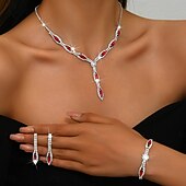 halpa Korusetit-Korusetti 4kpl Tekojalokivi Metalliseos Korvakorut Kaulakorut rannekorut Naisten Tyylikäs söpö tyyli siro Geometrinen Geometrinen Korusetti Käyttötarkoitus Häät Vuosipäivä Ystävänpäivä