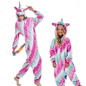 halpa parien halloween-asut-Yksisarvinen Karnevaali puku Kigurumi-pyjama Yöasut Halloween-ryhmän perheasut Lasten Aikuisten Sukupuolineutraali Miehet ja naiset Pojat ja tytöt Hauska puku Juhla Koti vaatteet Joulu Halloween