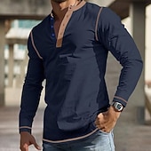 levne Ležérní tričko Henley-Pánské Tričko Tričko Henley Vaflové pletené tričko Tričko Top Tričko s dlouhým rukávem Barevné bloky Henley ulice Dovolená Dlouhý rukáv Slátanina Oblečení Polyester Módní Designové Základní