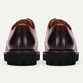 お買い得  クラシックドレスシューズ-クロコダイルエンボスパターンのメンズブラウンレザーオックスフォードシューズ - フォーマルにもカジュアルにも使える頑丈なソールとクラシックなデザイン