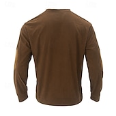 baratos Camisetas de veludo cotelê-Homens Camiseta Camiseta de Veludo Manga Longa Gola Redonda Côr Sólida Tradicional / Vintage Quente Veludo Cotelê Casa Ao ar livre Desportos e Ar livre Marron Escuro Preto Vinho Top Tee para Homens