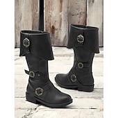 cheap Vintage Boots-Women&#039;s Vintage Mid-Calf Witch Boots with Decorative Buckles and Folded Cuff - Vintage Pirate Style Cosplay Costume Shoes