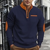 economico Felpe di base-Per uomo Felpa con zip Compatto Nero Vino Blu marino Grigio chiaro Grigio scuro Colletto Mao mezza cerniera Color Block Tasche Ufficio Sportivo Informale Streetwear Essenziale Informale Primavera