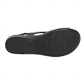 voordelige Comfortsandalen-dames bruine slingback sandalen van imitatieleer met uitsparingen en sleehak - comfortabele zomerwandelschoenen
