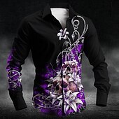 economico Giorno dei Morti Costume-Floreale Teschi Informale Affari casual Per uomo Camicie Camicia con bottoni Manica lunga Da sera Attività commerciale Giornaliero Autunno Inverno Primavera estate Colletto Abbottonare Stampa 3D