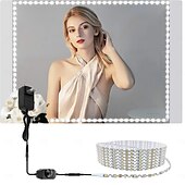 abordables Luces de tira de enchufe-Kit de luz LED para espejo de tocador, 2-5 metros, flexible, sin cortes, para tocador, espejo de tocador, vestidor, kit de tira flexible regulable con regulador de intensidad y fuente de alimentación,
