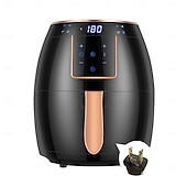 preiswerte Küchengeräte-Heißluftfritteuse 5,5 l Haushalts-Heißluftfritteuse mit großem Fassungsvermögen, 1300 W, große Feuerkraft, Timing, Touchscreen, LCD, elektrische Heißluftfritteuse mit Backgeschirr
